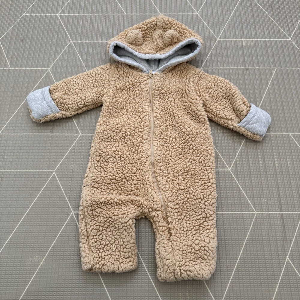 Nordstrom One Piece Fleece‎ Teddy Bear 3 Months Tan Brown